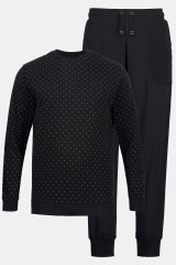 JP1880 Two-piece Pajama Belly Fit Long Sleeve Long Pants Black TALL