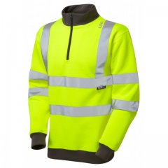 Leo Brynsworthy Ecoviz 1/4 Zip Sweatshirt Hi-Vis Yellow