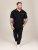 D555 Potts Jersey Polo With Jacquard Collar & Cuffs Must - Polosärgid - Meeste suured polosärgid 2XL – 8XL