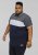 D555 EMERSON Cut And Sew Polo With Jacquard Collar Navy - Polosärgid - Meeste suured polosärgid 2XL – 8XL