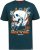 D555 NEAL Skull With Flames Printed Crew Neck T-Shirt Navy/Blue Twist - T-särgid - Suured T-särgid 2XL – 14XL