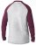 D555 KELTON Long Sleeve Raglan T-Shirt Grey/Burgundy - T-särgid - Suured T-särgid 2XL – 14XL
