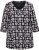 Ulla Popken Snowflake Print 3/4 Sleeve A-Line Tee Black - Trükitud/pildiga T-särgid naistele - 