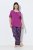 Ulla Popken 850864 Ruuduline 3-osaline pidžaamakomplekt Violetne - Pidžaama/Loungewear - 