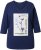 Ulla Popken Decorative Plant 3/4 Sleeve T-Shirt Ink Blue - Trükitud/pildiga T-särgid naistele - 