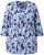 Ulla Popken Floral Print 3/4 Sleeve V-Neck Tee Navy Blue - Trükitud/pildiga T-särgid naistele - 