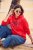 Ulla Popken TRUE Lettering Hoodie Neon Red - Sviitrid ja dressipluusid - 