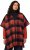 Ulla Popken Oversized Plaid Wing Collar Poncho Red Orange - Joped - 