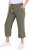 Ulla Popken Cool Linen Elastic Waist Capri Pants Loden Green - Teksad & Püksid Suuremates Suurustes – Plus Size - 