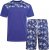 Kam Jeans 5002 Palm Tree Panel Tee And Short Set Electric Blue - T-särgid - Suured T-särgid 2XL – 14XL