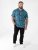 D555 Hawkins Printed Cuban Collar Resort Short Sleeve Shirt Teal - Särgid - Meeste suured särgid 2XL – 8XL