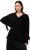 Ulla Popken Lace-Up Cuff Long Sleeve V-Neck Sweater Black - Sviitrid ja dressipluusid - 