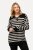 Ulla Popken Striped Troyer Collar Sweater Black - Sviitrid ja dressipluusid - Mugavad dressipluusid ja kudumid