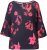 Ulla Popken Botanical Print Cold Shoulder Top Black - T-särgid - 