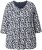 Ulla Popken Floral 3/4 Sleeve V-Neck A-Line Tee Navy - T-särgid - 