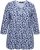 Ulla Popken Floral 3/4 Sleeve V-Neck A-Line Tee Blue - T-särgid - 