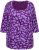 Ulla Popken Scribble Print Square Neck 3/4 Sleeve Tee Violet - Trükitud/pildiga T-särgid naistele - 