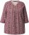Ulla Popken Mixed Pattern Stripe 3/4 Sleeve Tee Dark Cherry Red - T-särgid - 