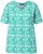 Ulla Popken Coral Reef Printed Short Sleeve V-Neck Tee Emerald - Trükitud/pildiga T-särgid naistele - 