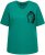 Ulla Popken Embroidered Face Motif Short Sleeve V-Neck Tee Emerald Green - Trükitud/pildiga T-särgid naistele - 