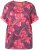 Ulla Popken Quick Drying Flower Print Short Sleeve Tee Dark Cherry - Trükitud/pildiga T-särgid naistele - 