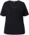 Ulla Popken Satin Trimmed Ribbed Jersey Short Sleeve T-Shirt Black - T-särgid - 