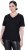 Ulla Popken Satin Trimmed Ribbed Jersey Short Sleeve T-Shirt Black - T-särgid - 