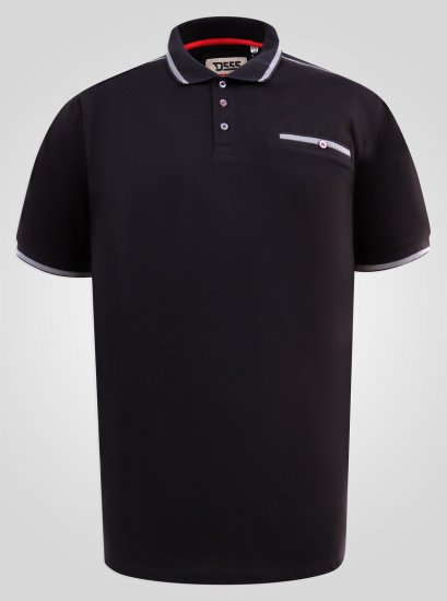 D555 Potts Jersey Polo With Jacquard Collar & Cuffs Must - Polosärgid - Meeste suured polosärgid 2XL – 8XL