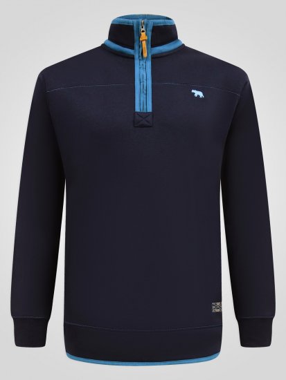 D555 Conway 2 1/4 Zip Neck Fleece Sweatshirt With Bear Logo Tumesinine - Sviitrid ja dressipluusid - Meeste suured kapuutsiga jakid suurustes 2XL – 14XL