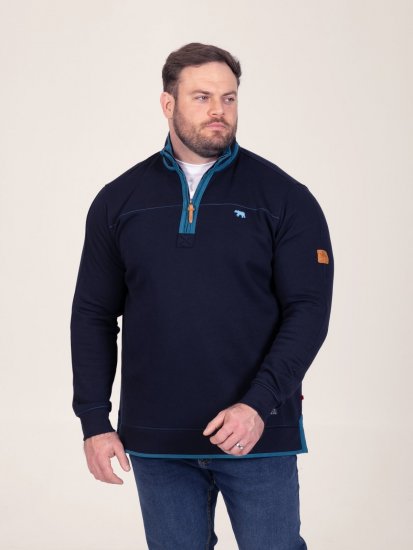 D555 Conway 2 1/4 Zip Neck Fleece Sweatshirt With Bear Logo Tumesinine - Sviitrid ja dressipluusid - Meeste suured kapuutsiga jakid suurustes 2XL – 14XL