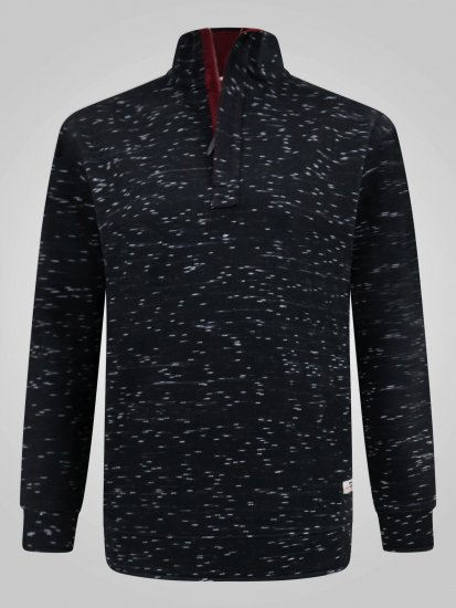 D555 Chandler Reno 1/4 Zip Neck Sweatshirt With Bear Logo Must - Sviitrid ja dressipluusid - Meeste suured kapuutsiga jakid suurustes 2XL – 14XL