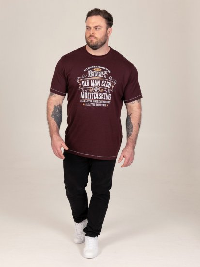 D555 Baldwin Grumpy Old Man Club Print Crew Neck T-shirt Burgundy/ Black Twist - T-särgid - Suured T-särgid 2XL – 14XL