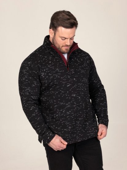 D555 Chandler Reno 1/4 Zip Neck Sweatshirt With Bear Logo Must - Sviitrid ja dressipluusid - Meeste suured kapuutsiga jakid suurustes 2XL – 14XL