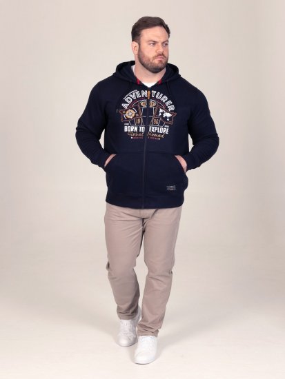 D555 Hector Adventurer Printed Zip Through Hoody Tumesinine - Sviitrid ja dressipluusid - Meeste suured kapuutsiga jakid suurustes 2XL – 14XL