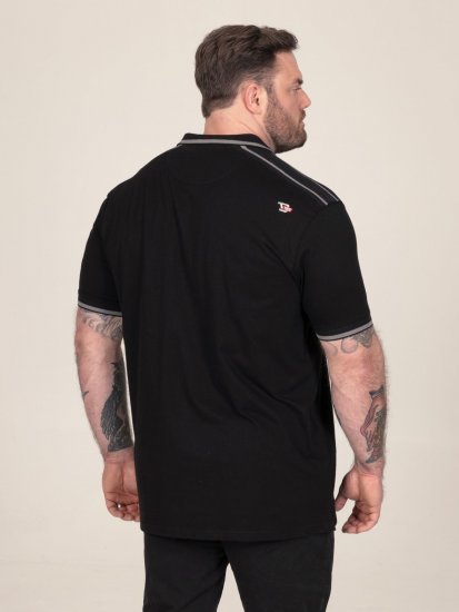 D555 Potts Jersey Polo With Jacquard Collar & Cuffs Must - Polosärgid - Meeste suured polosärgid 2XL – 8XL