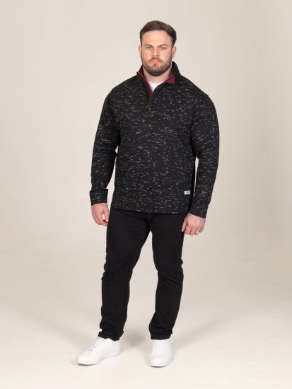 D555 Chandler Reno 1/4 Zip Neck Sweatshirt With Bear Logo Must - Sviitrid ja dressipluusid - Meeste suured kapuutsiga jakid suurustes 2XL – 14XL