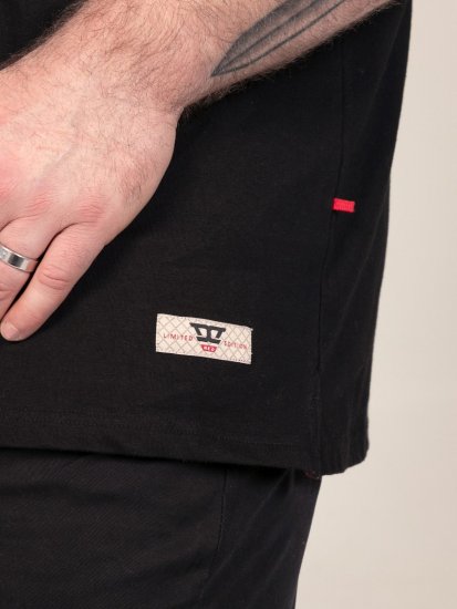 D555 Potts Jersey Polo With Jacquard Collar & Cuffs Must - Polosärgid - Meeste suured polosärgid 2XL – 8XL