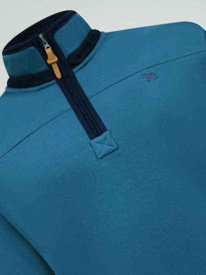 D555 Conway 1 1/4 Zip Neck Fleece Sweatshirt With Bear Logo Teal - Sviitrid ja dressipluusid - Meeste suured kapuutsiga jakid suurustes 2XL – 14XL