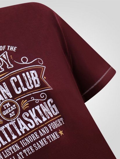 D555 Baldwin Grumpy Old Man Club Print Crew Neck T-shirt Burgundy/ Black Twist - T-särgid - Suured T-särgid 2XL – 14XL