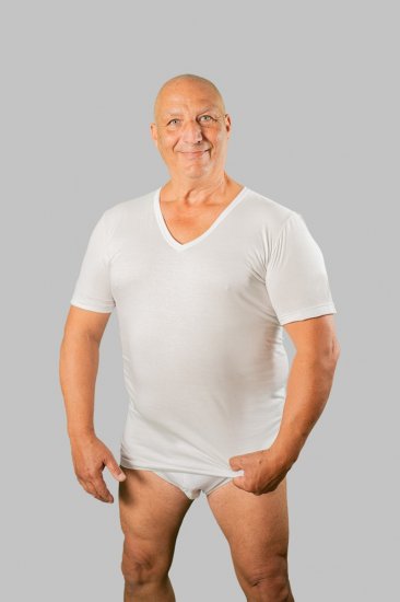 20 Nodi Short Sleeve V-Neck in Combed Cotton Jersey White - Aluspesu ja ujumisriided - Aluspesu 2XL-8XL