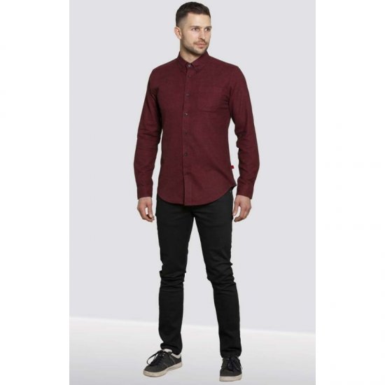 D555 Dawson Textured Shirt Dark Red - Särgid - Meeste suured särgid 2XL – 8XL