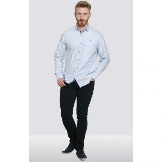 D555 Addington Printed Oxford Shirt Blue - Särgid - Meeste suured särgid 2XL – 8XL
