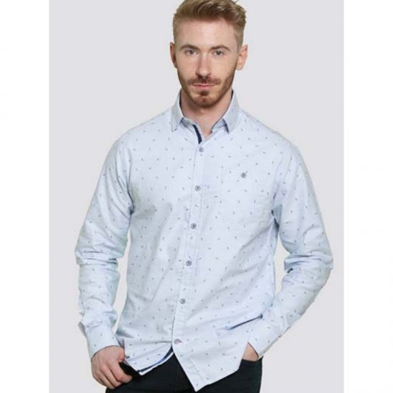 D555 Addington Printed Oxford Shirt Blue - Särgid - Meeste suured särgid 2XL – 8XL