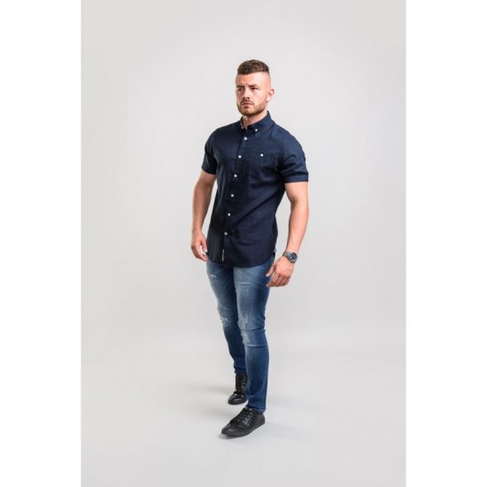 D555 Brixton Shirt Navy - Särgid - Meeste suured särgid 2XL – 8XL