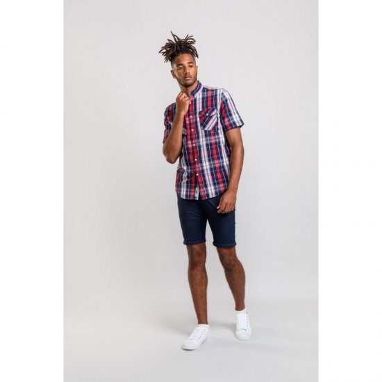 D555 Terell Shirt Navy/Red - Särgid - Meeste suured särgid 2XL – 8XL