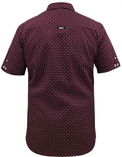 D555 Hillcrest S/S Micro Ao Print Shirt Burgundy - Särgid - Meeste suured särgid 2XL – 8XL