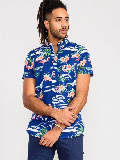 D555 Durham Flamingo Hawaiian Ao Print Shirt - Särgid - Meeste suured särgid 2XL – 8XL