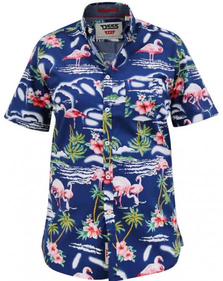 D555 Durham Flamingo Hawaiian Ao Print Shirt - Särgid - Meeste suured särgid 2XL – 8XL