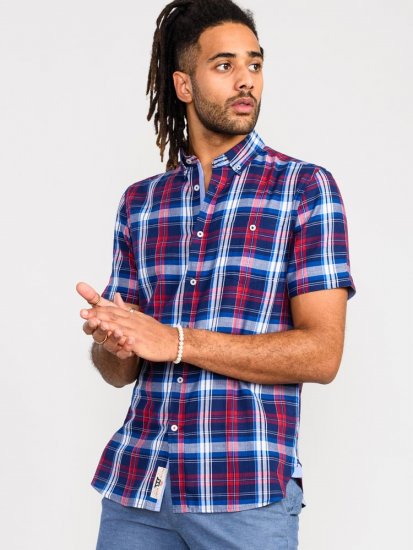 D555 Portland Check Button Down Collar S/S Shirt - Särgid - Meeste suured särgid 2XL – 8XL