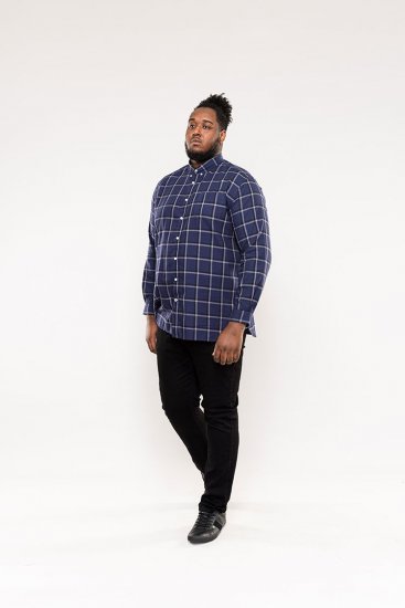 D555 Townsville Check Button Down Collar Shirt Navy - Särgid - Meeste suured särgid 2XL – 8XL
